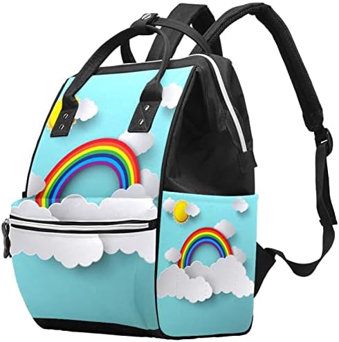 Guerotkr putni ruksak, ruksak za torbu pelena, ruksak pelena, oblak Rainbow Plavi uzorak
