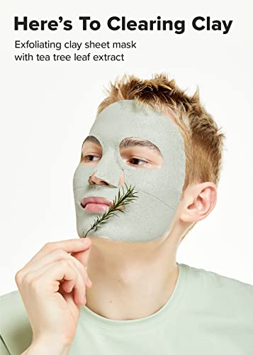 I dew CARE Clay sheet Mask - evo za čišćenje gline, 4 EA + traka za glavu za pranje lica & Scrunchie Set