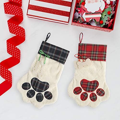 Tanlee 2 komada PET PAW Božićne čarape 18 inčni kućni ljubimac Božićne čarape Pleteni božićne čarape Kamin
