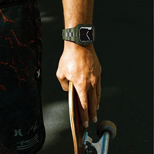 Gelishi kompatibilan sa Apple Watch Band 45mm serije 7 / serije 8 Case Bumper, sportski band sa čvrstim