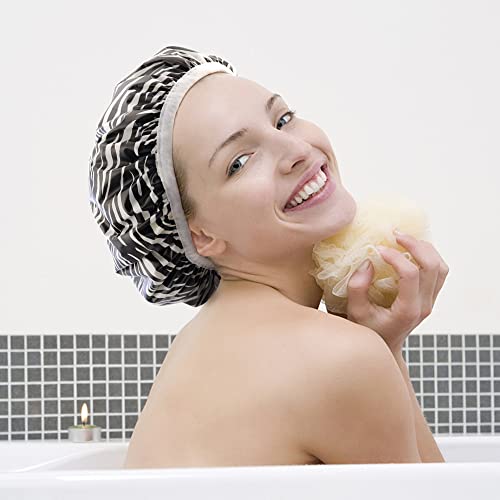Tcotbe 3 komada EVA tiskane vodootporne tuš kapice, elastične i višekratne kapice za kupanje, sa satenom oblogom za zaštitu kose. Pogodni su za dame koje se koriste u spa ili frizerskim salonu