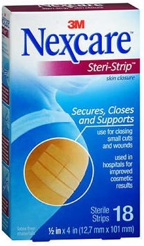 Nexcare Steri-striptiz trake za zatvaranje kože 1/2 x 4 - 18 CT, paket od 3
