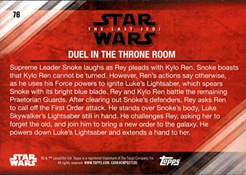 2018 TOPPS Star Wars Posljednji Jedi serija 2 plava 76 Duel u trgovačkoj kartici Throne u sirovom stanju