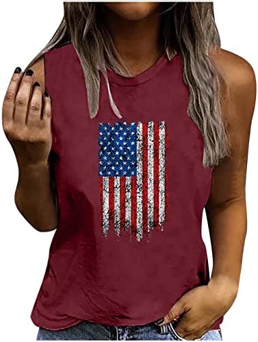 Lmdudan 2023 Dan nezavisnosti Tenk Najbolje žene Američke zastava zvijezde Stripe print majica bez rukava