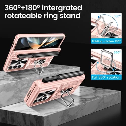 VEGO za Galaxy Z Fold 4 futrolu sa zaštitom šarki, držač S Pen & amp; 360°rotirajući prsten magnetni nosač