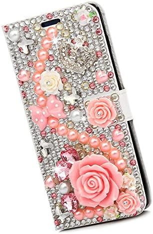 Fairy Art Crystal Wallet futrola za telefon kompatibilna sa iPhoneom 14 Pro Max-Crown Big Rose Flower-Pink-3d