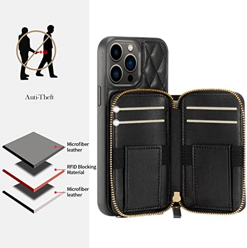 LAMEEKU kompatibilan sa futrolom za iPhone 13 Pro Max novčanik, magnetnom bežičnom futrolom za punjenje