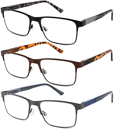 Naočale za čitanje za muškarce Plavo blokiranje svjetla SLYLY 3-pakovanje lagane metalne okvire stilskih čitača računara sa opružnim šarkama, anti očima / sjaj UV zraka 1,5 Jačina uvećanja