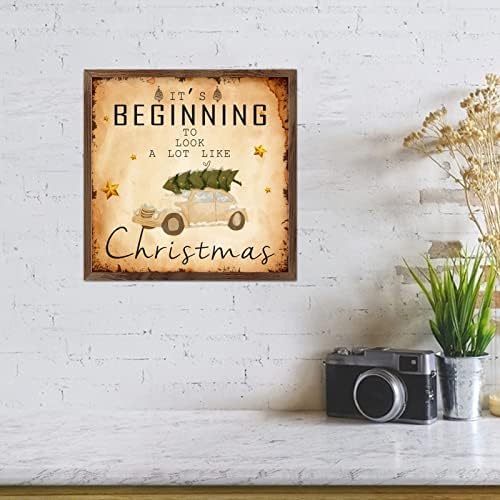 Božićni drveni znak božićno drvsko kamion snjegović slikanje vintage drvo okvira božićni poklon za kuhinjski