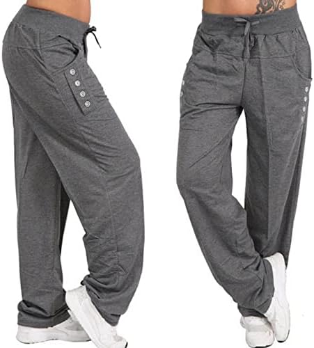 LCEPCY WOTENS bootcut joga hlače sa džepovima, prevelizirani opuštajući uzimati široke pantalone za noge, mekani dukseci za vježbanje