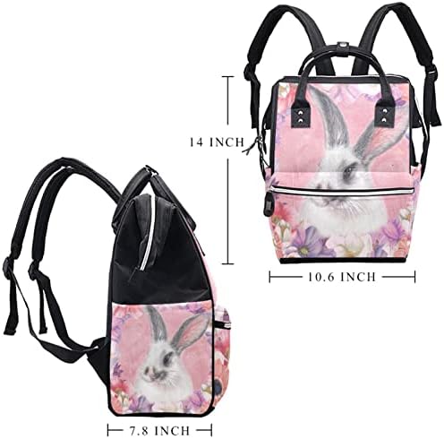 Guerotkr Travel Backpack, Bag za peleni, Backpack Pelenerine, životinjski bijeli zec šareni cvjetni uzorak