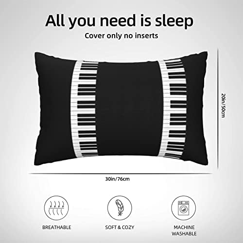 Kreveti jastuk zaštitnika sa zatvaračem crno-bijeli-klavir-tasteri mekani jastučni poklopac za jastuk 20x30