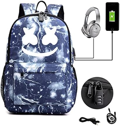 Smile Slaminozni ruksak sa USB punjačkim lukom i slušalicama, DJ Music Laptop ruksak, rođendanski pokloni