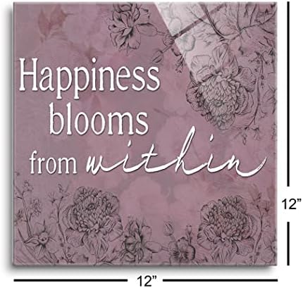 Sreća cvjeta ljubičasta cvjetna znaka 12 x 12 staklenog zida