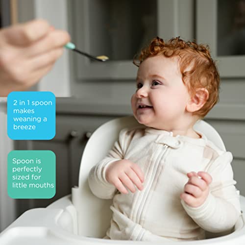 Nuby 2-u-1 kašike od nerđajućeg čelika i silikona za odvikavanje beba sa dugim ručkama - 6+ meseci, 3-pakovanje