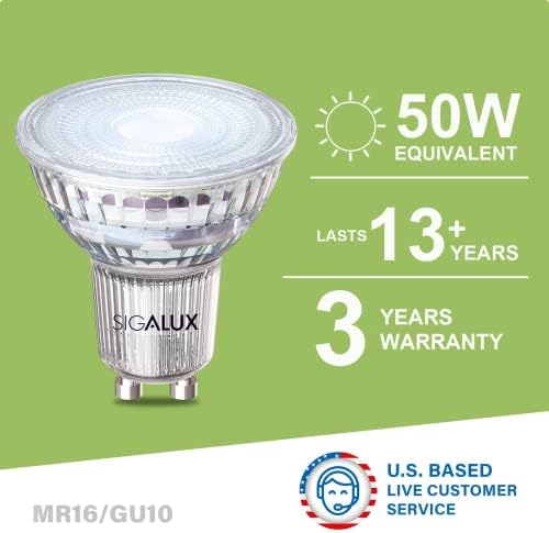 Sigalux GU10 LED Sijalice, 50W ekvivalentne halogene sijalice, 5000k Daylight White MR16 LED sijalica, LED sijalice za ugradno osvetljenje staze, 4.2 W, 350 LM bez zatamnjivanja, 8 pakovanje