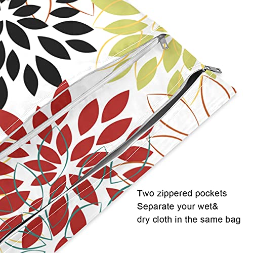 Xigua Dahlia cvijeće mokro suha torba 2 pakovanje vodootporno viseće tkanina za pelenu za pelenu s dva džepa