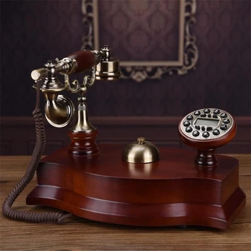 Lepsjgc Antikni fiksni telefon Mehanički Bell Pastoral Retro Početna Kancelarija Puno drva Zemljovidski