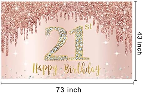 Happy 21st Birthday Banner backdrop dekoracije za djevojčice, Rose Gold 21 Birthday Party sign Supplies,