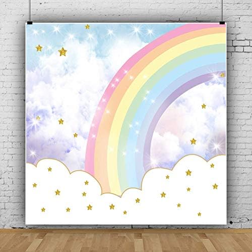 Aofoto 6x6ft Glitter Star u rainbow Sky photography Backdrop Sažetak Cloud Cartoon Sweet Birthday Party