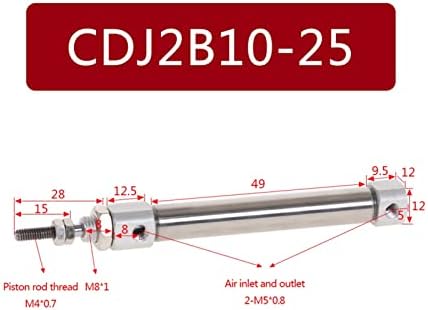 Priključak za crevo CDJ2B-10 Pneumatski cilindar Dvostruko djelovanje Jednokrevetne šipke 10 mm Promjer