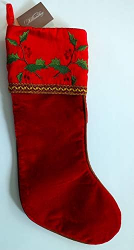 Personalizirani pokloni Williamsburg Holly izvezeni crveni baršunasti božićne čarape