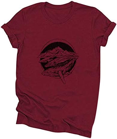 Shan-s okean životinja grafički Shirt za ženu Kit štampani T-Shirt Crewneck šorc rukav Tee Tunic Tops bluza