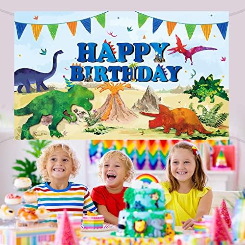 Dekoracije dinosaurusa potrepštine akvarel Dinosaurus Rođendanska zabava pozadina za djecu djevojčice dječaci