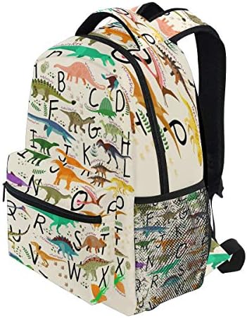Auuxva ruksak Obrazovanje abeceda Dinosaur školski ramena torba velika vodootporna izdržljiva torba za laptop