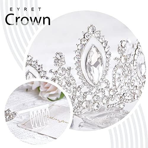 Eyret Kristalna kraljica nevjesta kruna Srebrna vještački dijamant vjenčane tijare Prom Pageant princeze