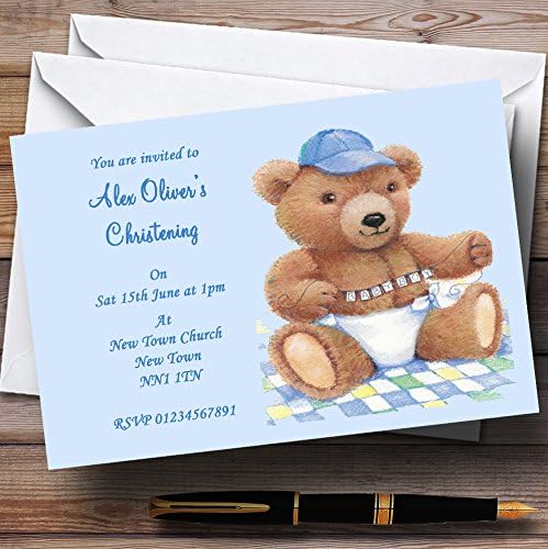 CARD ZOO BLUE BABY BOY TEDDY CRTERING Personalizirane pozivnice za zabavu