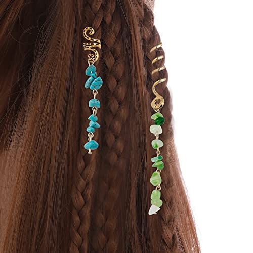 FRDTLUTHW FOOLED prirodni kamen nakita za kosu za pletenice, Crystal Dreatlock dodaci za žene djevojke