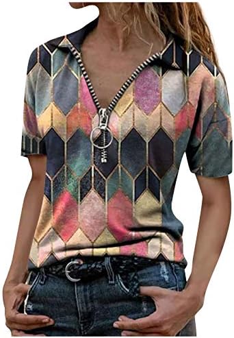 Ženska klasična majica s dugim rukavima dolje s dugim rukama, majica na kratkim zatvaračem Ženska rever