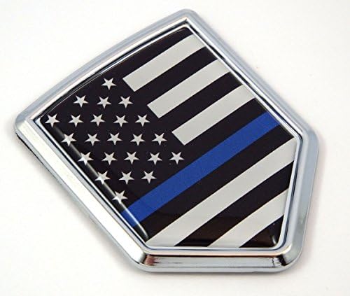 Policija USA tanka plava linija zastava Chrome Emblem naljepnica za naljepnicu za šifru naljepnica