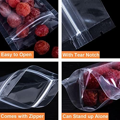 100 paketa Clear Zipper Stand up torbica, Myanghaot torba za pakovanje suhe voćne hrane, prozirna Brtvena