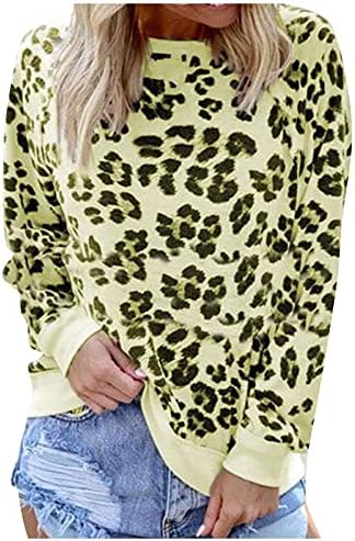 Seryu ženske leopard tiskane bluze gornji kauzalni okrugli vrat dugih rukava dugih rukava