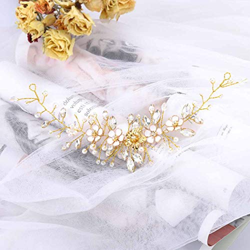 Unsutuo cvijet vjenčanje traka za glavu zlato Bridal Crystal Hair Accessories Rhinestone Pearl kosa komad