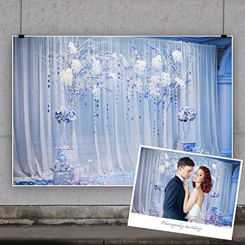 Yeele 15x10ft fotografija za vjenčanje pozadina cvijeće plava zavesa buket pozadina ceremonija vjenčanja