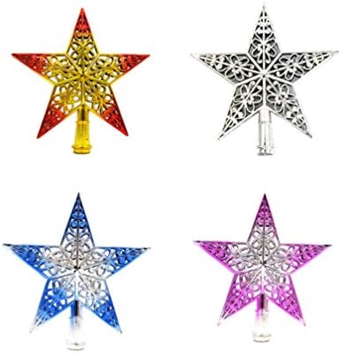 Kisangel Yule Decor 4pcs izdubljena božićna stabla Sparkle zvezda, blistavi viseći Xmas stablo, ukrasi za