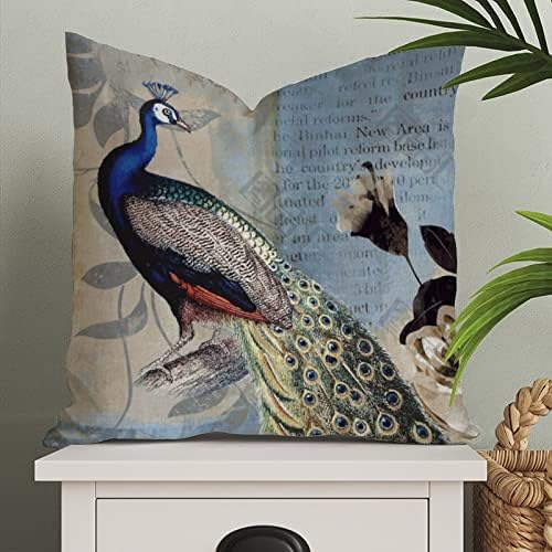 Rustikalna plava ljubičasta pauna sa cvijećem jastuk za jastuk vodkolor paun dekor jastuk jastuk za jastuk