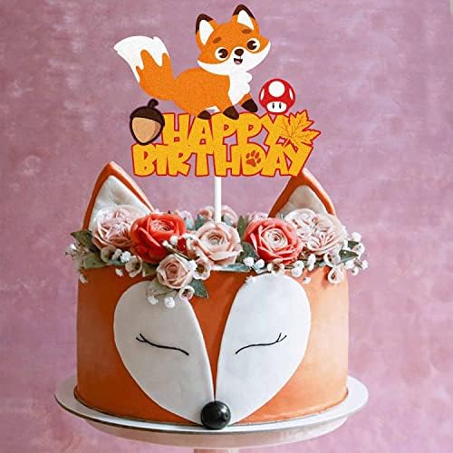 Fox Happy Birthday That Topper Glitter Woodland Tema životinja Rođendan za torte Dekor Slatka džungla Životinje