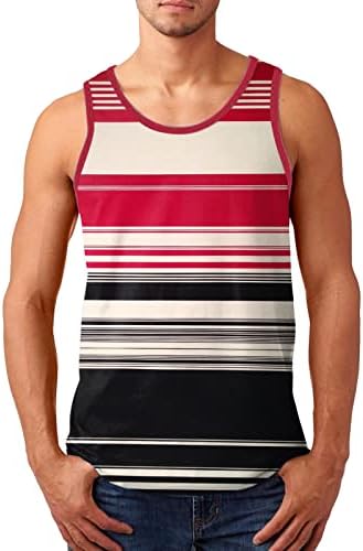 Vrhovi rezervoara za muškarce Muškarci Summer Striped Casual Beach Top Majica Modna sportska majica bez