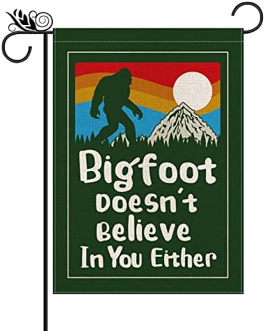Funny Camper Garden Flags Bigfoot ne vjeruje u vas ili vertikalni dvostrani prikolica za kampiranje RV DECORACES