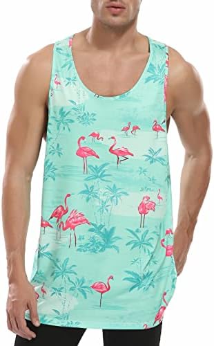Muškarci cvjetni ljetni tenkovi Havaji povremeni vrhovi labavi fit novitet majice bez rukava