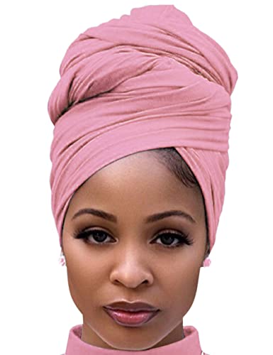 Harewom Pink Hair Wrap za žene dugi rastezljivi Jersey marama za glavu ljeto prozračni lagani Turban jednobojna