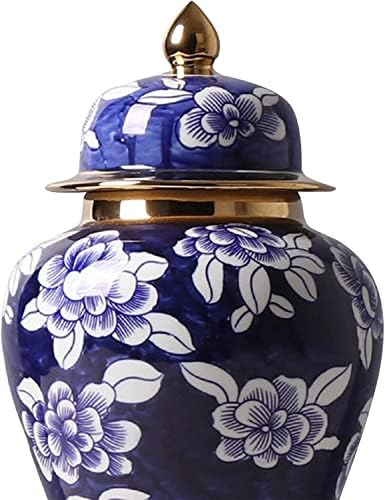 Depila keramički đumbir jar sa poklopcem, kineski hram jar, plava i bijela ukrasna vaza za kućni dekor,