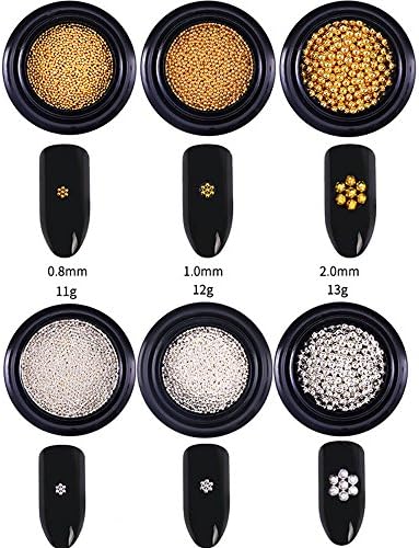 1 kutija dekorativnih perli za manikir, zlatne i srebrne čelične perle Xingyue perle za manikir, Nail Art