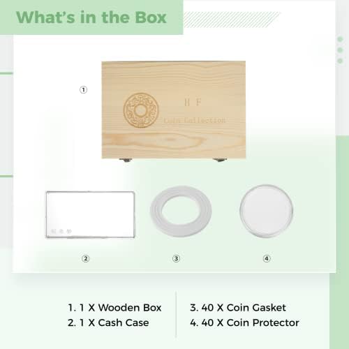 Homaisson Drvena kutija za držače kapsula novčića, kutija za zaštitu novčića, Organizator sakupljača novčića,