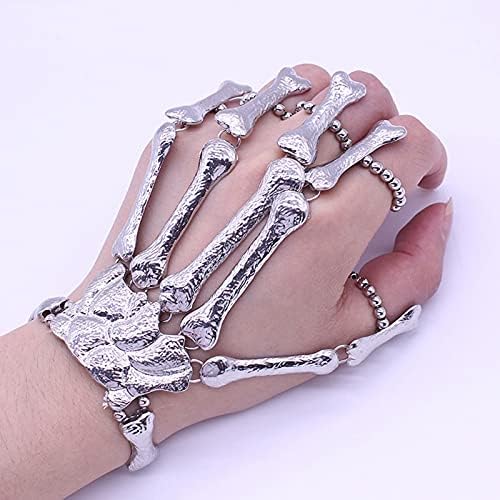 Lobanja kostur ruku narukvica s prstenom, preuveličavaju Metal kostur narukvica, Halloween Accessories Ghost
