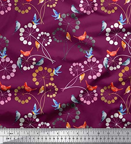 Soimoi pamučna dres tkanina Artitsic Floral, djetlić & amp; Robin Bird Print tkanina po dvorištu 58 inča